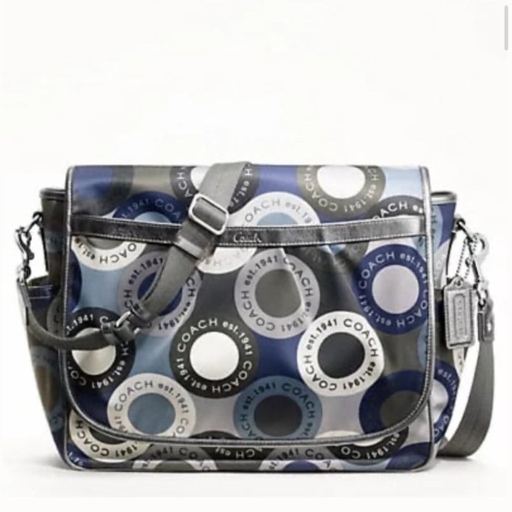 Coach Alexandr Snaphead Satin Leather Messenger Diaper Crossbody Laptop Bag Baby